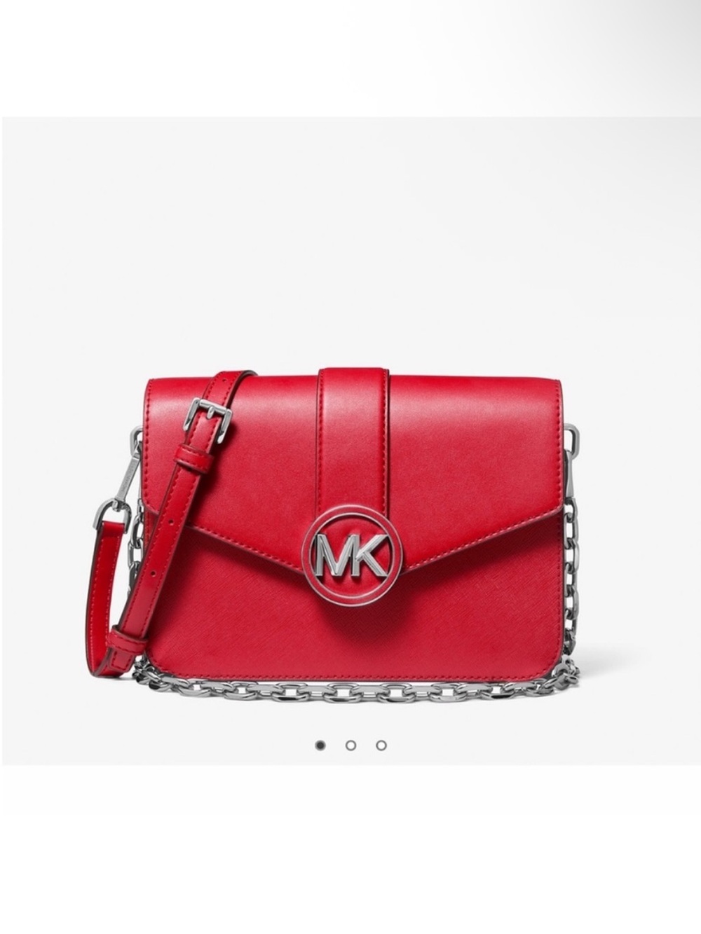 Michael Kors Red Leather Envelope Crossbody with MK Medallion